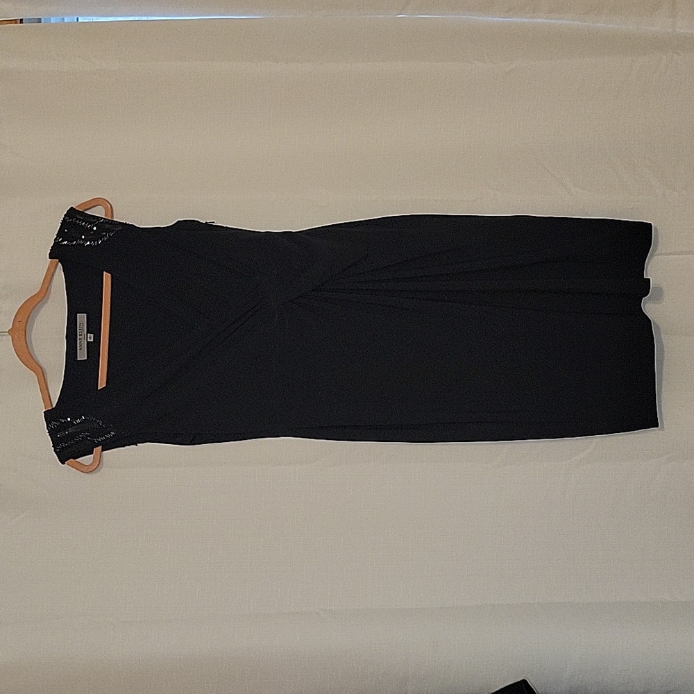 Anne Klein black sleeveless beaded shoulder 10